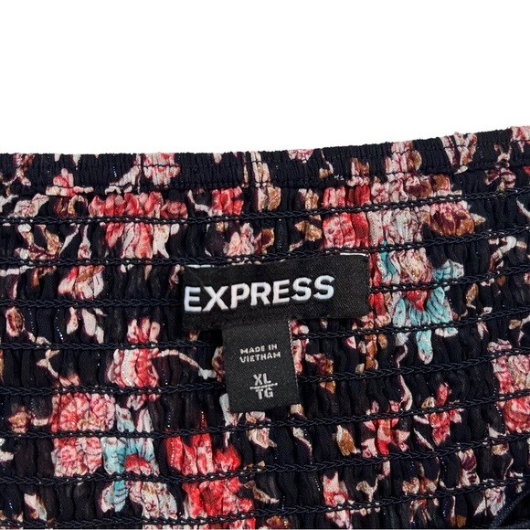 Express Black Floral Metallic Tiered Ruffled Spaghetti Straps Mini Dress Sz XL - Picture 14 of 15